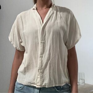 Women's Cream Button-Up Blouse